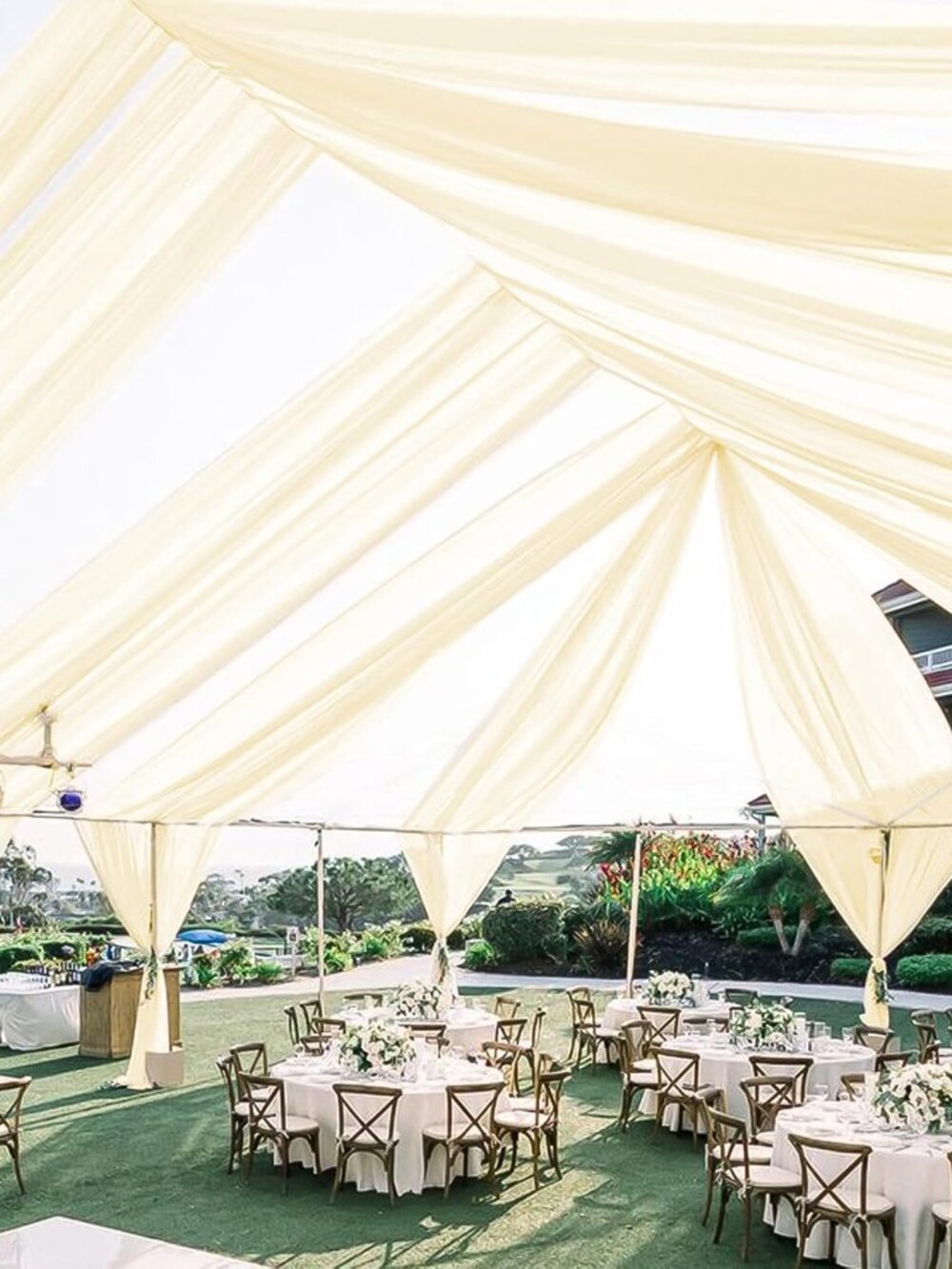 Showgeous 10 Panels Beige Chiffon Wedding Ceiling Drapes,5x20Ft